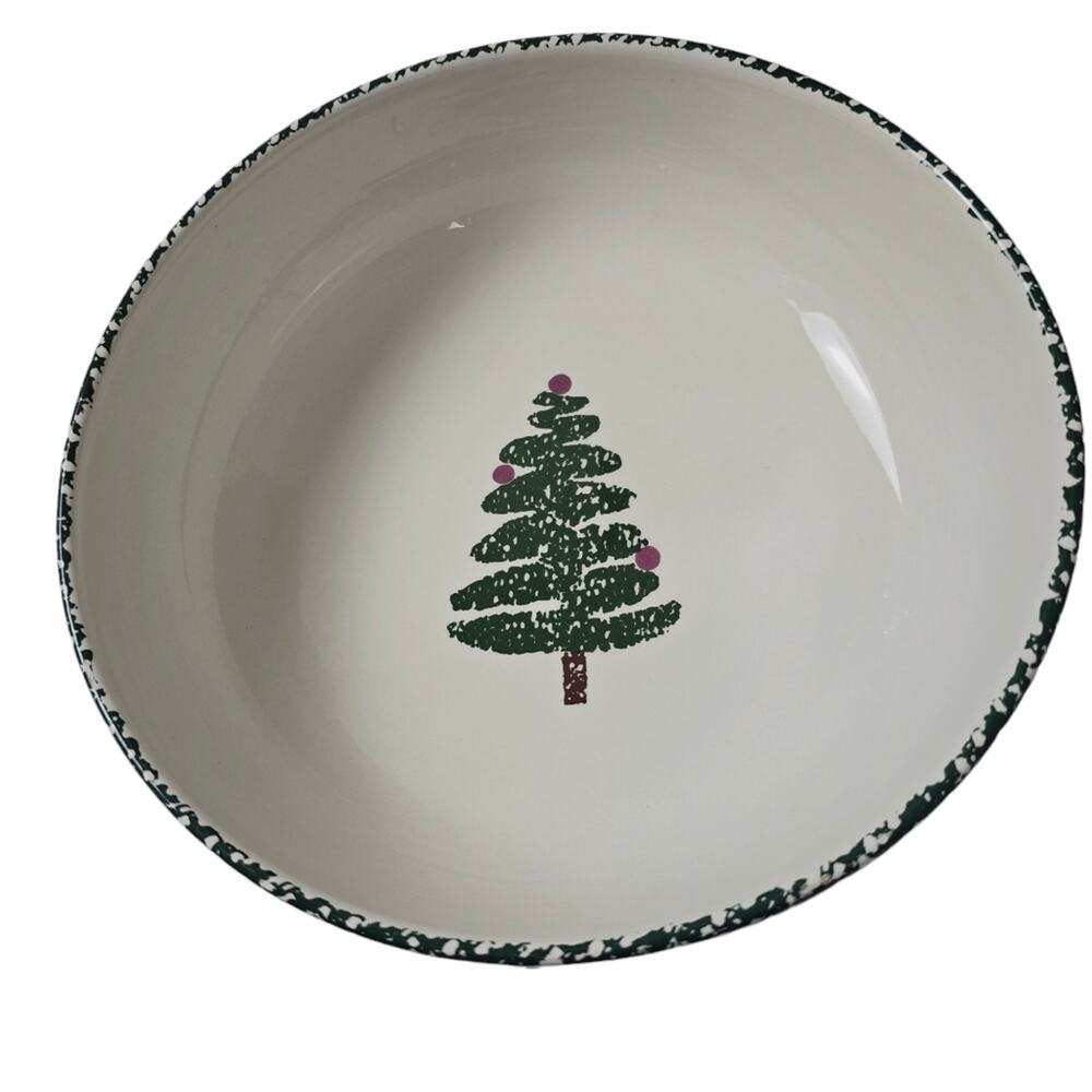 Furio Sponge Christmas Tree Salad Pasta Serving Bowl 10" Holiday Green Italy